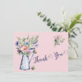 ピンクワイルドフラワーサンキューカード 招待状 (スタンド正面)