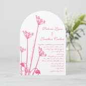 ピンクワイルドフラワースワール結婚式招待状 招待状 (スタンド正面)