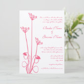 ピンクワイルドフラワースワール結婚式招待状 招待状 (スタンド正面)