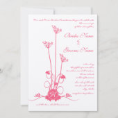 ピンクワイルドフラワースワール結婚式招待状 招待状 (正面)