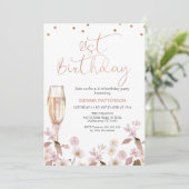 ピンクワイルドフラワーズガラス21歳招待状 招待状 (スタンド正面)