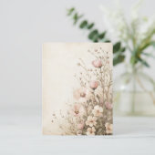 ピンクワイルドフラワーズコテージコア ポストカード (スタンド正面)