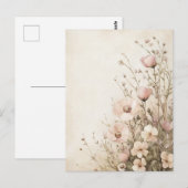 ピンクワイルドフラワーズコテージコア ポストカード (正面/裏面)