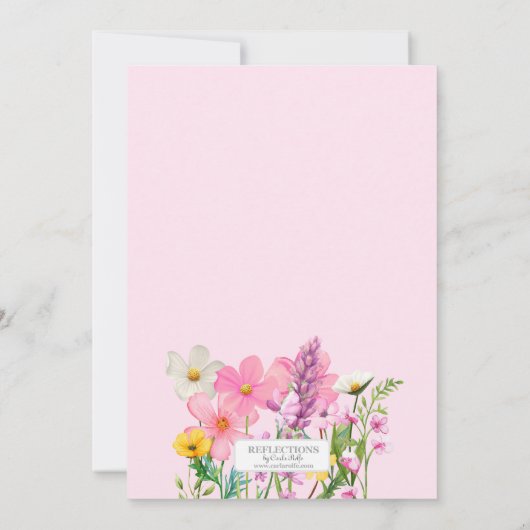 ピンクワイルドフラワーズテーマガールズ誕生日 招待状 (裏面)