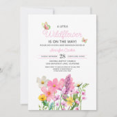 ピンクワイルドフラワーズテーマベビーシャワー 招待状 (正面)