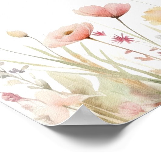 ピンクワイルドフラワーズブライダルシャワーへようこそ ポスター (角)