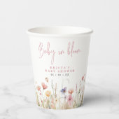 ピンクワイルドフラワーズベビーイン開花ベビーシャワー 紙コップ (裏面)