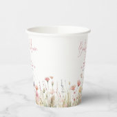 ピンクワイルドフラワーズベビーイン開花ベビーシャワー 紙コップ (左)