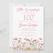ピンクワイルドフラワーズ100thサプライズバースデーパーティー 招待状 (正面)