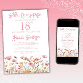 ピンクワイルドフラワーズ18thサプライズバースデーパーティー 招待状
