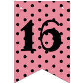 ピンクワイルドフラワーズSweet sixteen誕生日パーティー バンティングフラッグ (第2の旗)