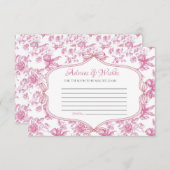 ピンクワイルドフラワーティーアドバイス&WIshesブライダルシャワー エンクロージャーカード (正面/裏面)
