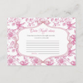ピンクワイルドフラワーティーデイトナイトアイディアブライダルシャワー エンクロージャーカード (正面)