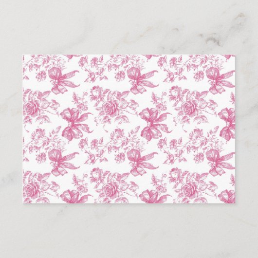 ピンクワイルドフラワーティーデイトナイトアイディアブライダルシャワー エンクロージャーカード (裏面)