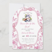 ピンクワイルドフラワーティーパーティーカップルのシャワー 招待状 (正面)