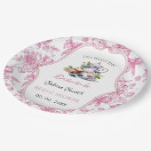 ピンクワイルドフラワーティーパーティーブライダルシャワーパーティー ペーパープレート (アングル)