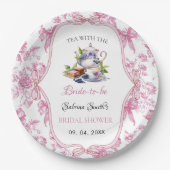 ピンクワイルドフラワーティーパーティーブライダルシャワーパーティー ペーパープレート (正面)
