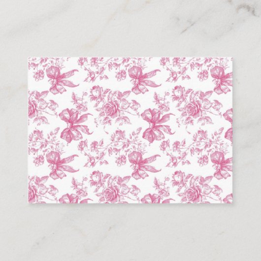 ピンクワイルドフラワーティーパーティーブライダルシャワーレジストリ エンクロージャーカード (裏面)