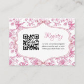 ピンクワイルドフラワーティーパーティーブライダルシャワーレジストリ エンクロージャーカード (正面)