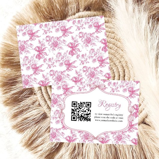 ピンクワイルドフラワーティーパーティーブライダルシャワーレジストリ エンクロージャーカード