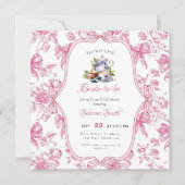 ピンクワイルドフラワーティーパーティーブライダルシャワー 招待状 (正面)