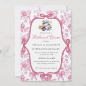 ピンクワイルドフラワーティーパーティーリハーサルディナー 招待状 (正面)