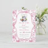 ピンクワイルドフラワーティーパーティー送別会 招待状 (スタンド正面)