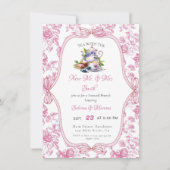 ピンクワイルドフラワーティーパーティー送別会 招待状 (正面)