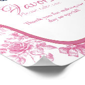 ピンクワイルドフラワーティーブライダルシャワーウィズサイン ポスター (角)