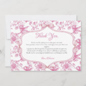 ピンクワイルドフラワーティーブライダルシャワーサンキューカード 案内状 (正面)