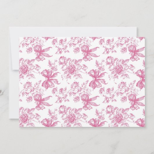 ピンクワイルドフラワーティーブライダルシャワーサンキューカード 案内状 (裏面)