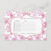 ピンクワイルドフラワーティーブライダルシャワーレシピリクエスト エンクロージャーカード (正面)