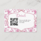 ピンクワイルドフラワーティーブライダルシャワーレジストリ詳細 エンクロージャーカード (正面)