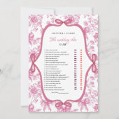 ピンクワイルドフラワーティー湿潤靴用ゲームカード 案内状 (正面)