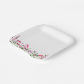 ピンクワイルドフラワーテーマデリケート縁どフローラ ペーパープレート (傾斜あり)