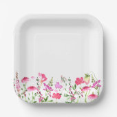 ピンクワイルドフラワーテーマデリケート縁どフローラ ペーパープレート (正面)