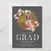 ピンクワイルドフラワーデジタルハイスクール卒業 案内状 (正面)