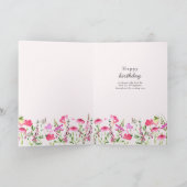 ピンクワイルドフラワーデリケートフローラ写真誕生日 カード (内部)