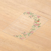 ピンクワイルドフラワーバラ春ガーランド結婚ズ アクリル招待状 (レイダウン)