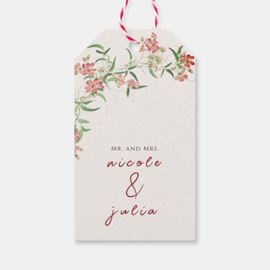 ピンクワイルドフラワーバラ春ガーランド結婚ズ ギフトタグ (裏面)