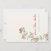 ピンクワイルドフラワーバラ春ガーランド結婚ズ セーブザデート (裏面)