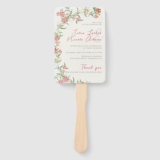 ピンクワイルドフラワーバラ春ガーランド結婚ズ ハンドファン (正面)