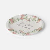ピンクワイルドフラワーバラ春ガーランド結婚ズ ペーパープレート (アングル)