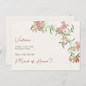 ピンクワイルドフラワーバラ春ガーランド結婚ズ メニュー (正面/裏面)