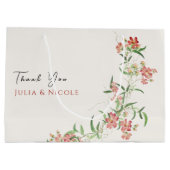 ピンクワイルドフラワーバラ春ガーランド結婚ズ ラージペーパーバッグ (裏面)