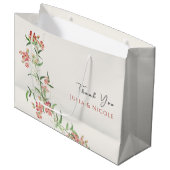 ピンクワイルドフラワーバラ春ガーランド結婚ズ ラージペーパーバッグ (正面アングル)