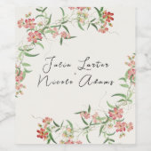 ピンクワイルドフラワーバラ春ガーランド結婚ズ ワインラベル (シングルラベル)