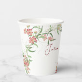 ピンクワイルドフラワーバラ春ガーランド結婚ズ 紙コップ (正面)