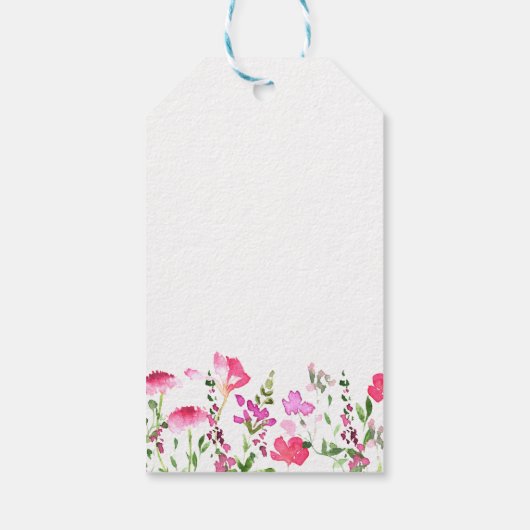 ピンクワイルドフラワーパーソナライズされたサンキューギフトラベル ギフトタグ (裏面)