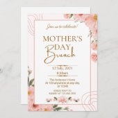 ピンクワイルドフラワーフローラマザーズデイブランチ 招待状 (正面/裏面)